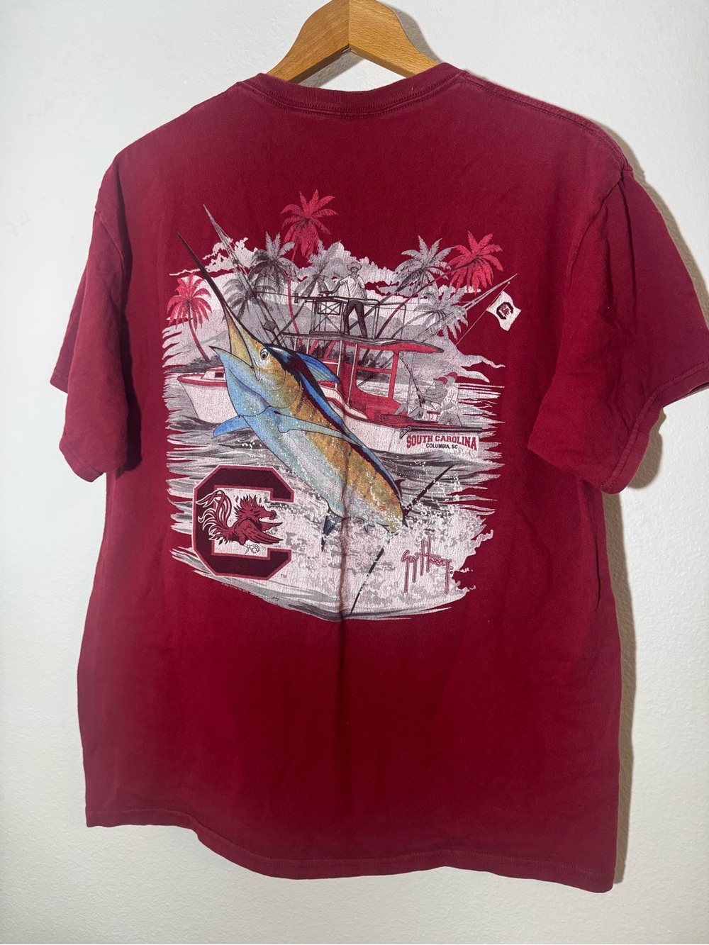 Y2K USC South Carolina Maroon Graphic Fishing Tee